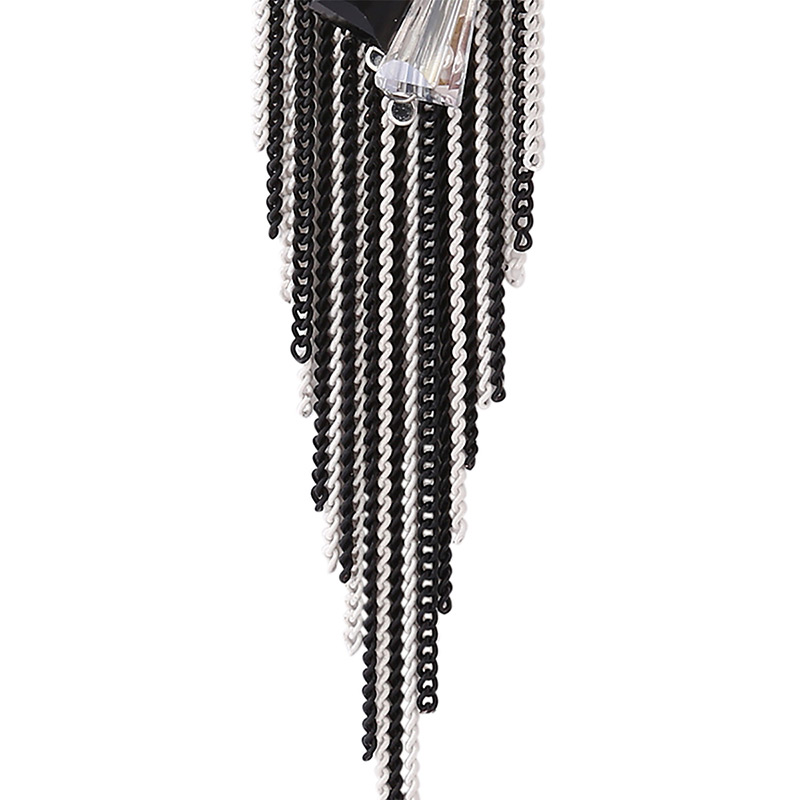 Fashion Black+white Color-matching Decorated Tassel Earrings,Drop Earrings