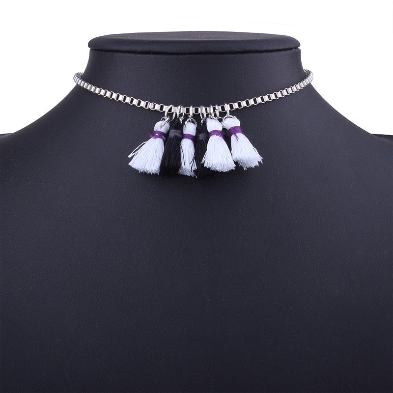 Bohemia Multi-color Tassel Decorated Double Layer Necklace,Multi Strand Necklaces