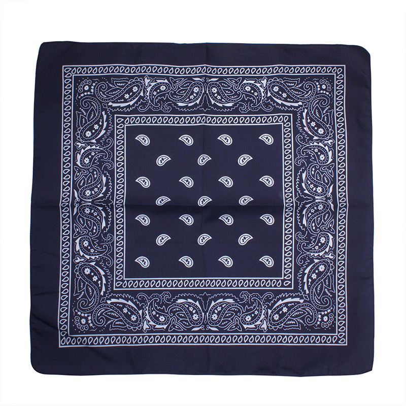 Bohemia Navy Color-matching Decorated Tassel Sqaure Scarf,Thin Scaves