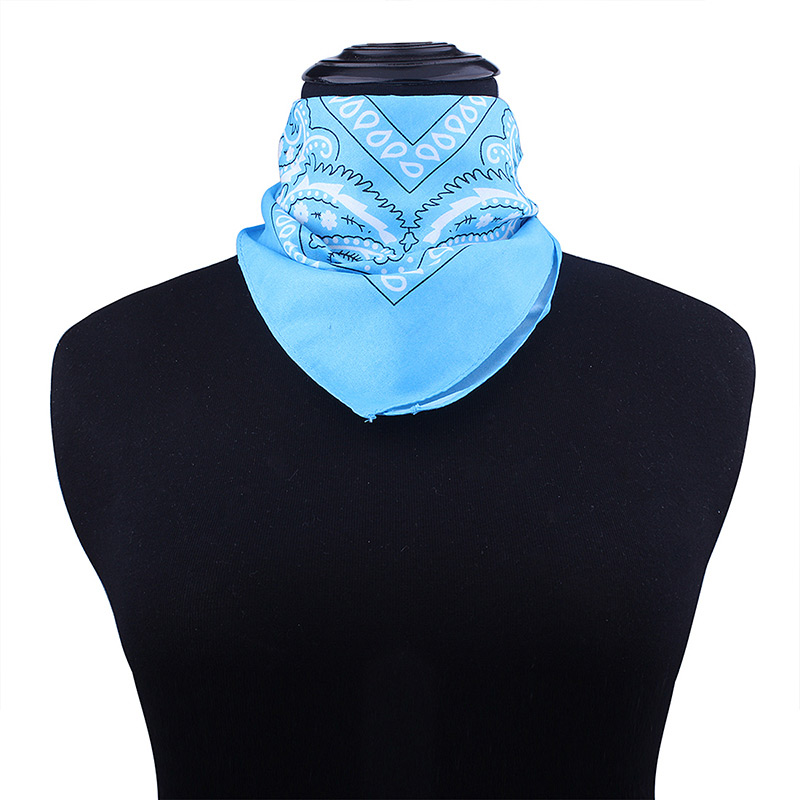 Bohemia Blue Color-matching Decorated Tassel Sqaure Scarf,Thin Scaves