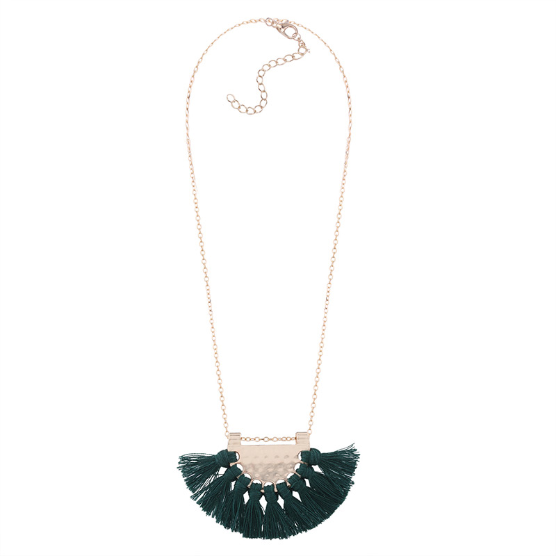 Bohemia Green Fan Shape Decorated Necklace,Thin Scaves
