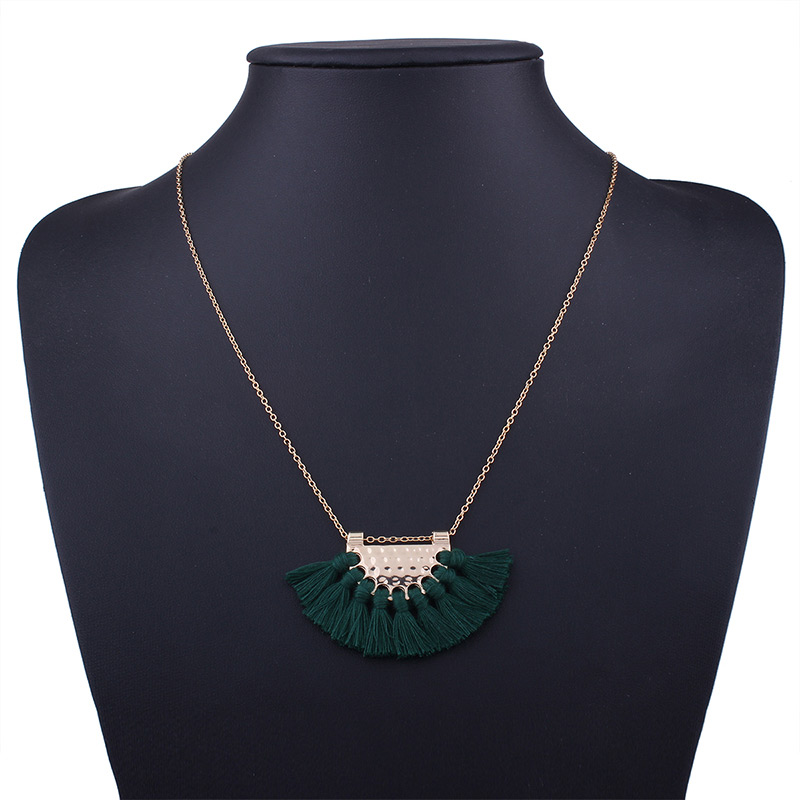 Bohemia Green Fan Shape Decorated Necklace,Thin Scaves