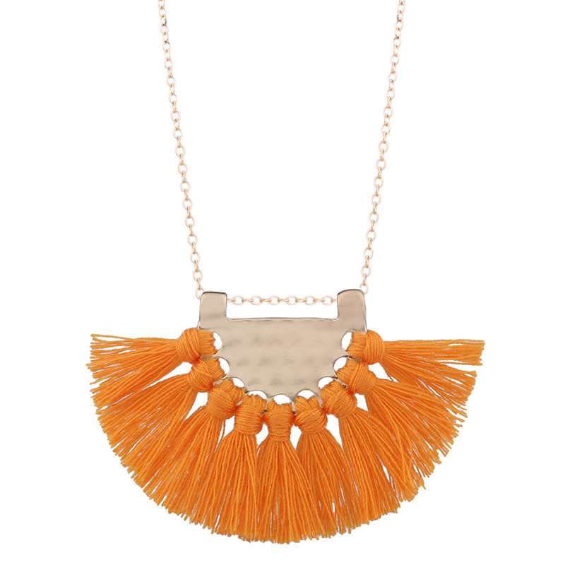 Bohemia Orange Fan Shape Decorated Necklace,Thin Scaves