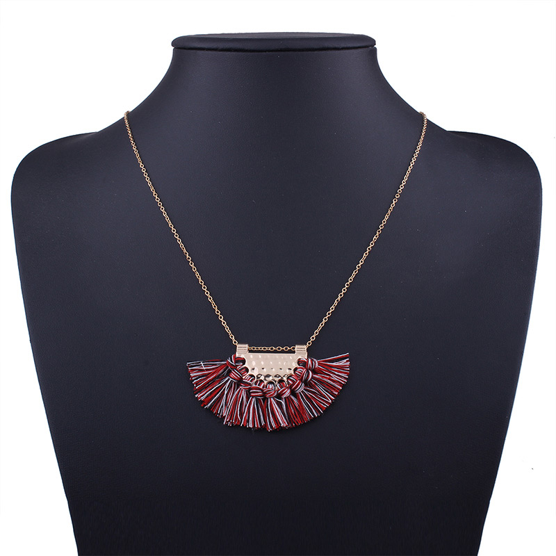 Bohemia Multi-color Fan Shape Decorated Necklace,Thin Scaves