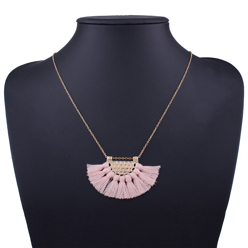 Bohemia Pink Fan Shape Decorated Necklace,Thin Scaves