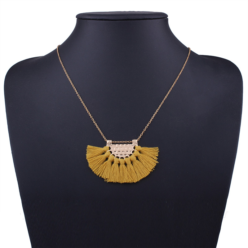 Bohemia Yellow Fan Shape Decorated Necklace,Thin Scaves
