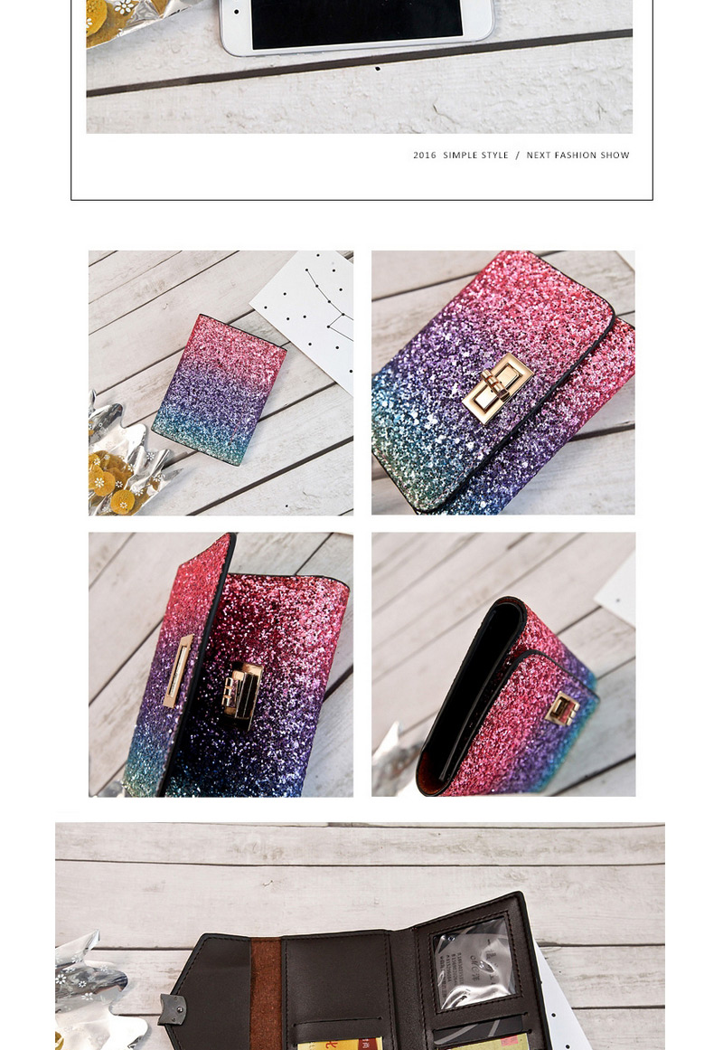Fashion Multi-color Square Shape Buckle Decorated Purse,Wallet
