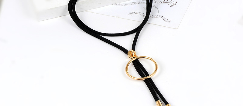 Fashion Black Circular Ring Decorated Simple Necklace,Multi Strand Necklaces