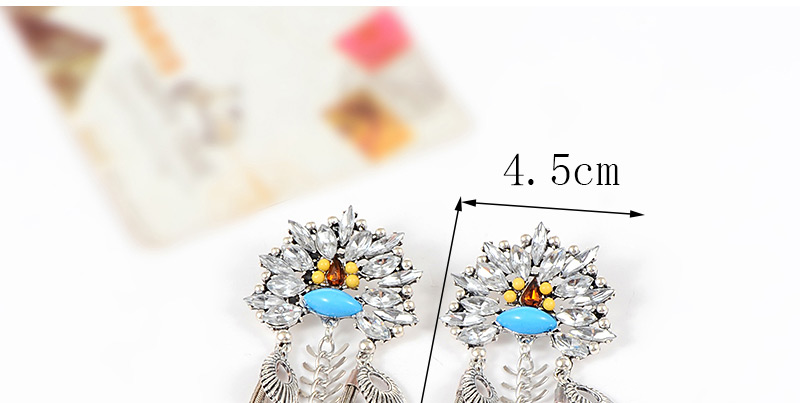 Fashion Silver Color Diamond Decorated Geometric Shape Earrings,Drop Earrings
