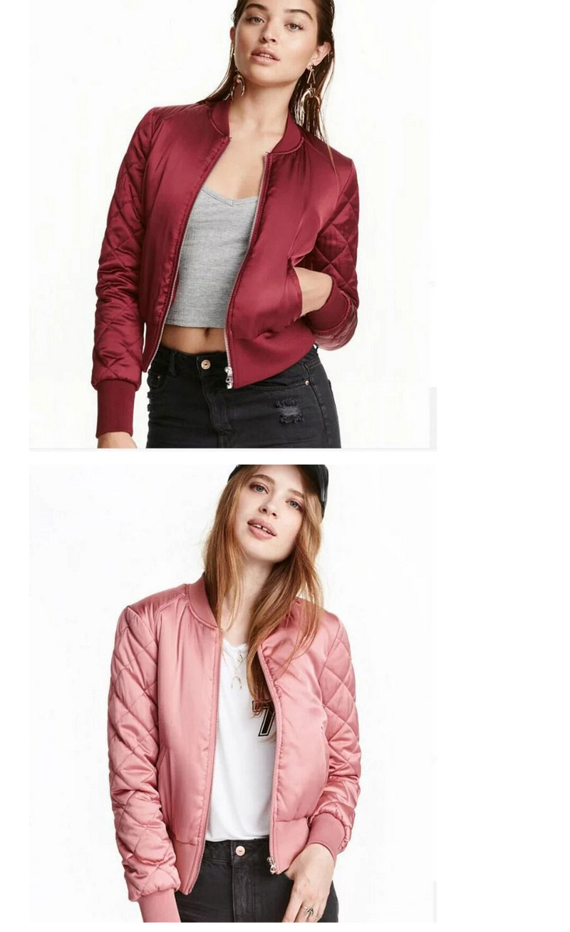 Fashion Dark Pink Pure Color Decorated Jacket,Coat-Jacket