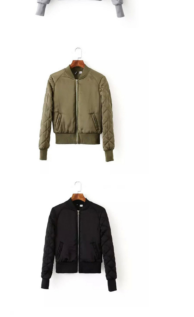 Fashion Armygreen Pure Color Decorated Jacket,Coat-Jacket