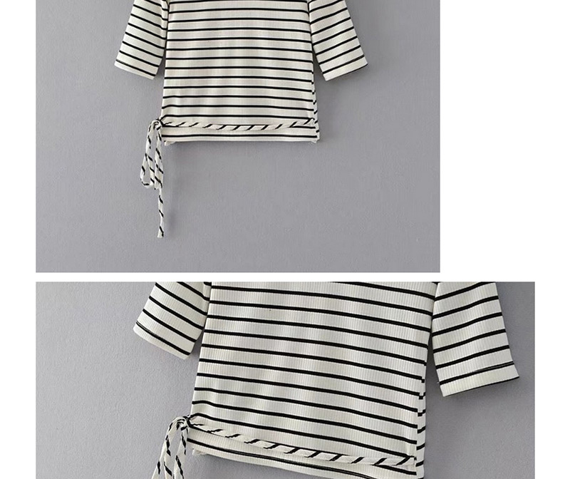 Fashion White+black Color-matching Decorated Short Blouse,Sweater