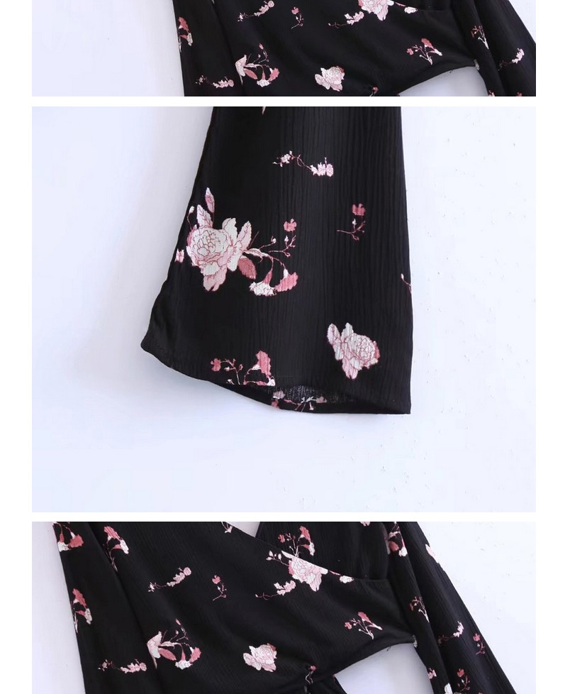 Fashion Black Flower Shape Decorated V-neckline Blouse,Tank Tops & Camis