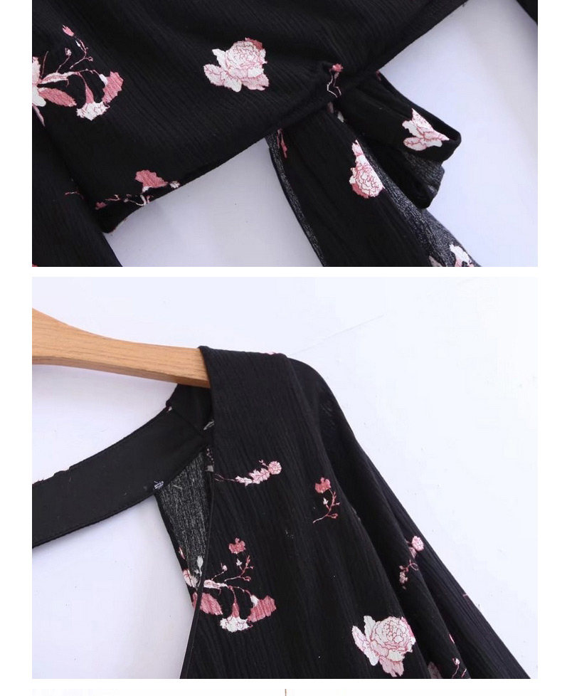 Fashion Black Flower Shape Decorated V-neckline Blouse,Tank Tops & Camis