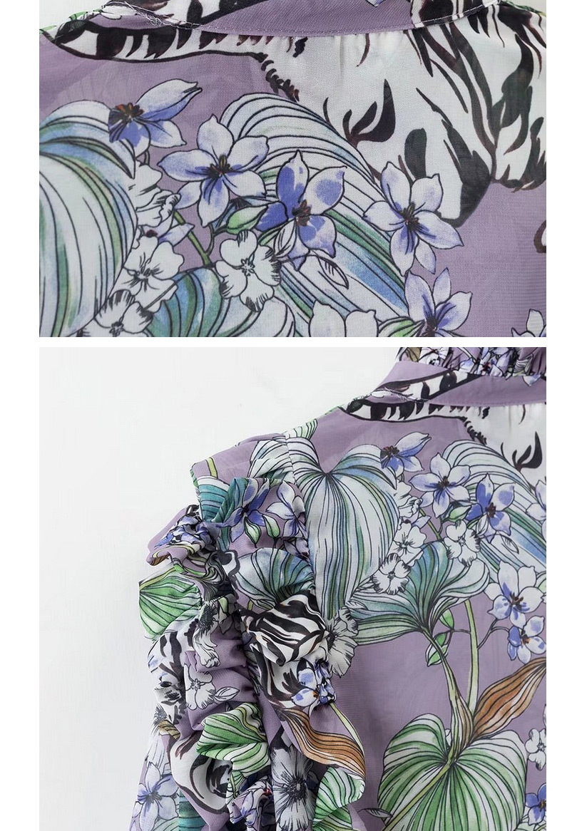 Vintage Multi-color Flower Shape Decorated Shirt,Pants