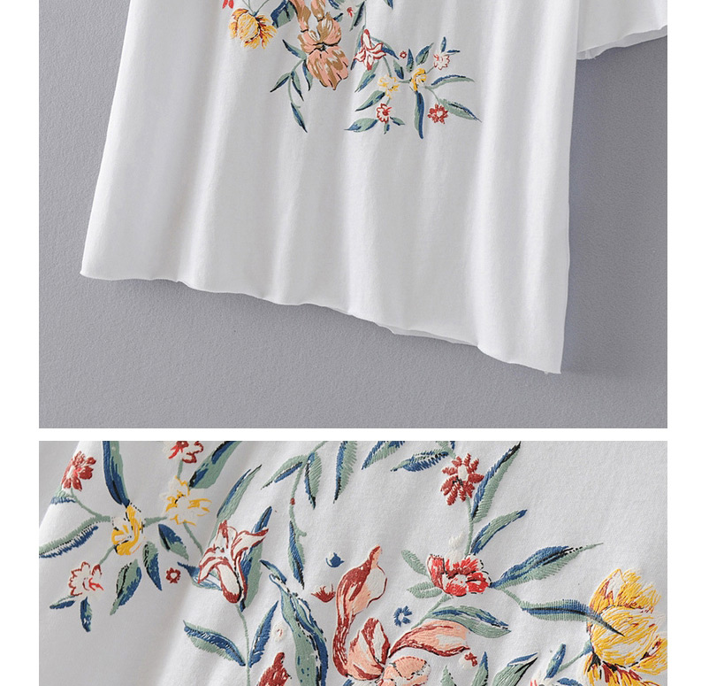 Fashion White Flower Shape Decorated T-shirt,Tank Tops & Camis