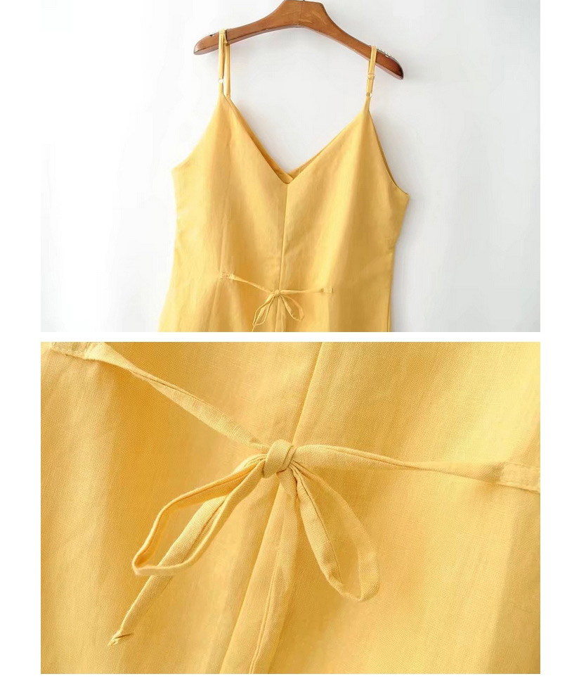 Sexy Yellow V-neckline Decorated Dress,Long Dress