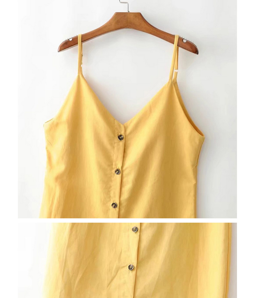 Sexy Yellow V-neckline Decorated Dress,Long Dress