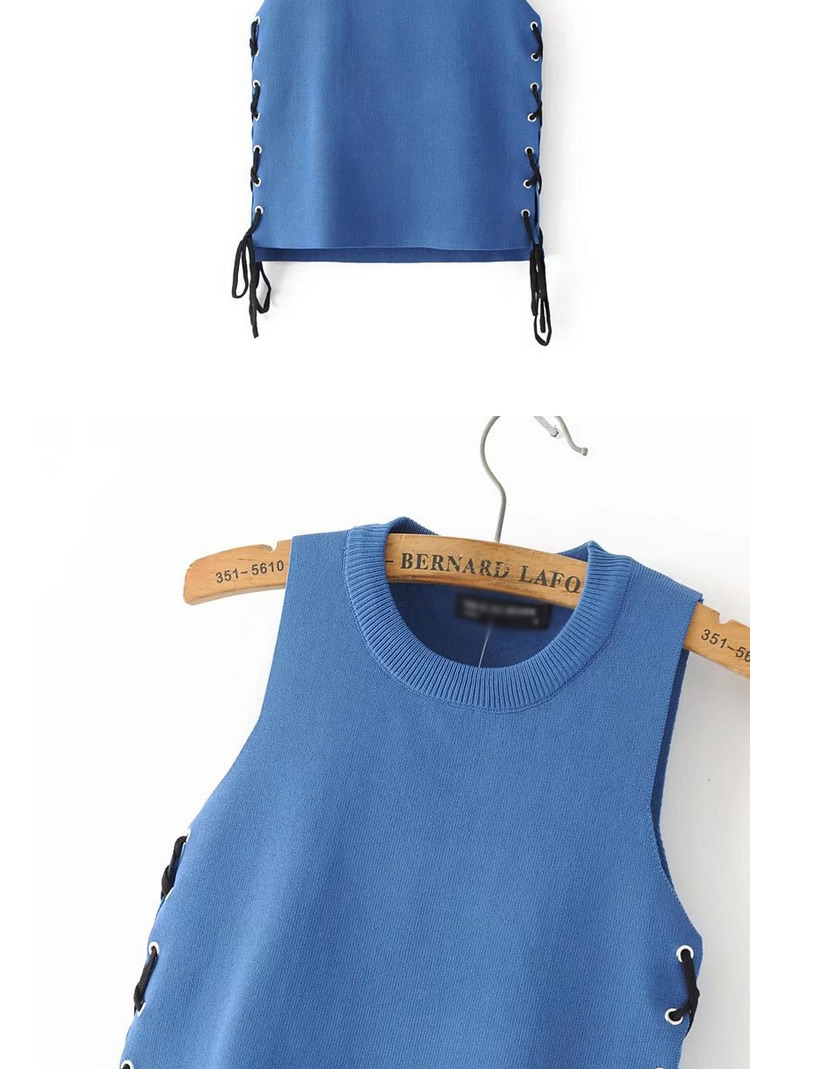 Fashion Blue Cross Decorated Short Vest,Tank Tops & Camis