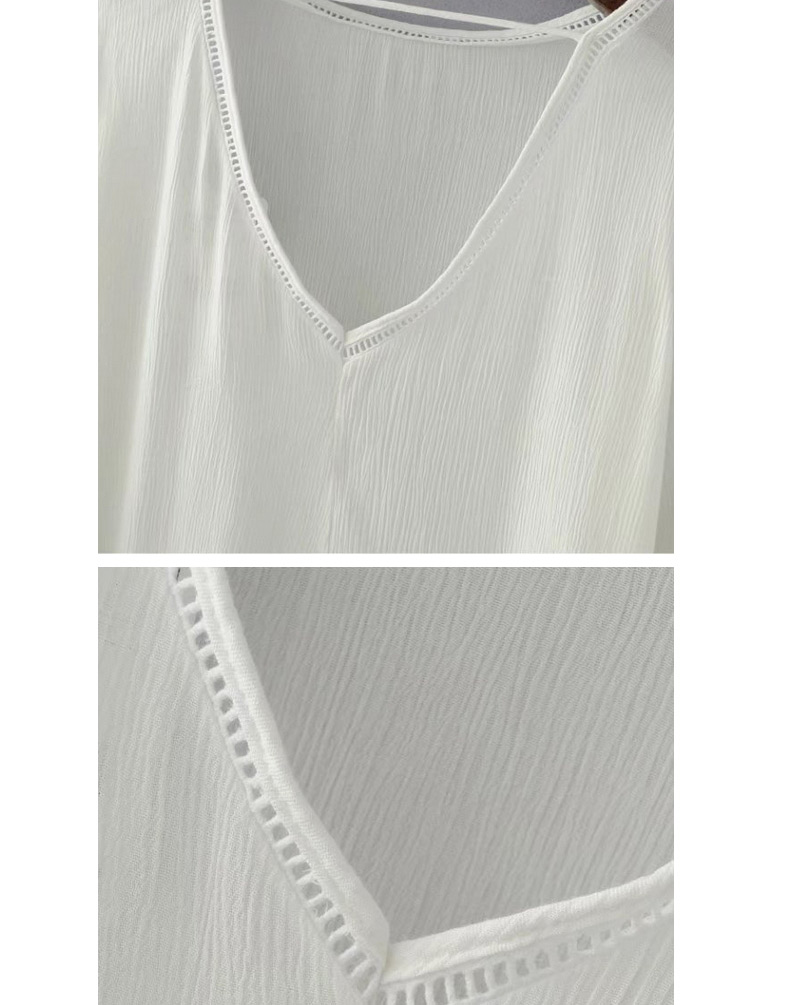 Fashion White Rose Shape Decorated Blouse,Tank Tops & Camis