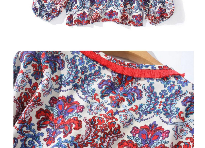 Vintage Multi-color Flower Shape Decorated Blouse,Tank Tops & Camis