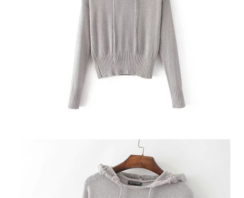 Fashion White Pure Color Decorated Sweater (Amc_连帽珠兰毛衣白色棉871id554764460506),Sweater