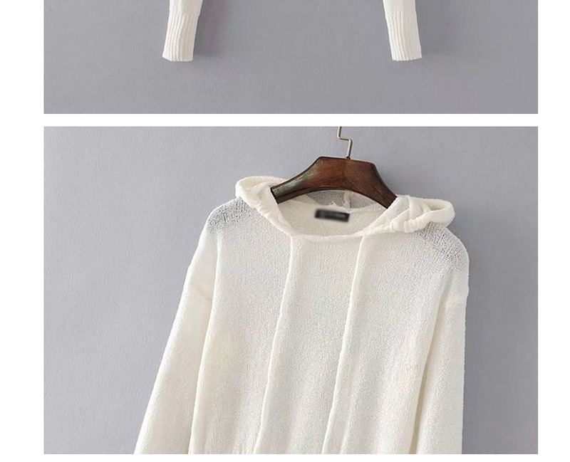 Fashion Gray Pure Color Decorated Sweater (Amc_连帽珠兰毛衣灰色棉871id554764460506),Sweater