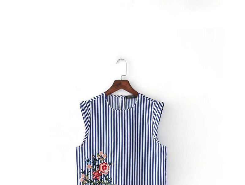 Fashion Blue Flower Decorated Shirt,Tank Tops & Camis