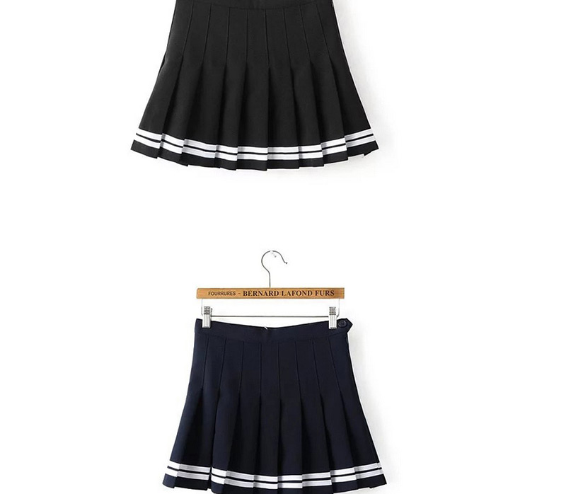 Fashion Navy Pure Color Decorated Skirt,Skirts