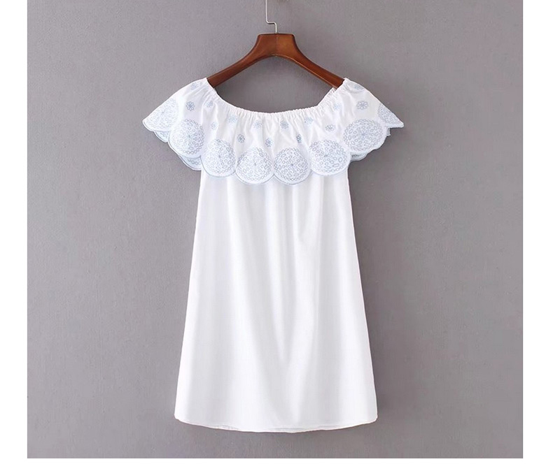 Fashion White Flower Decorated Off The Shoulder Dress,Long Dress