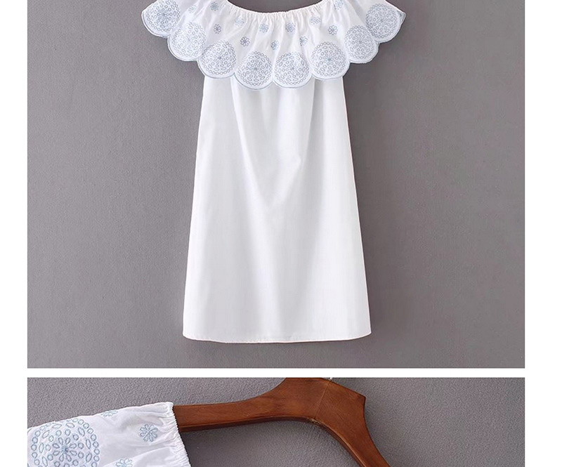 Fashion White Flower Decorated Off The Shoulder Dress,Long Dress