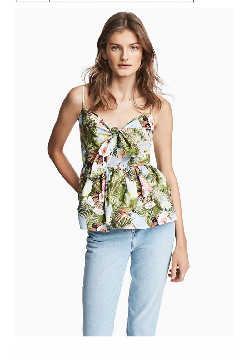 Fashion Multi-color Flower Pattern Decorated Vest,Tank Tops & Camis