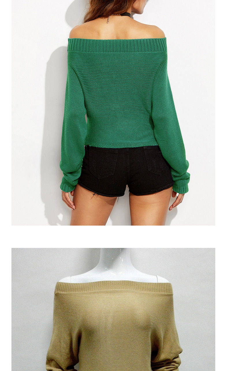 Sexy Green Off The Shoulder Decorated Sweater,Sweater