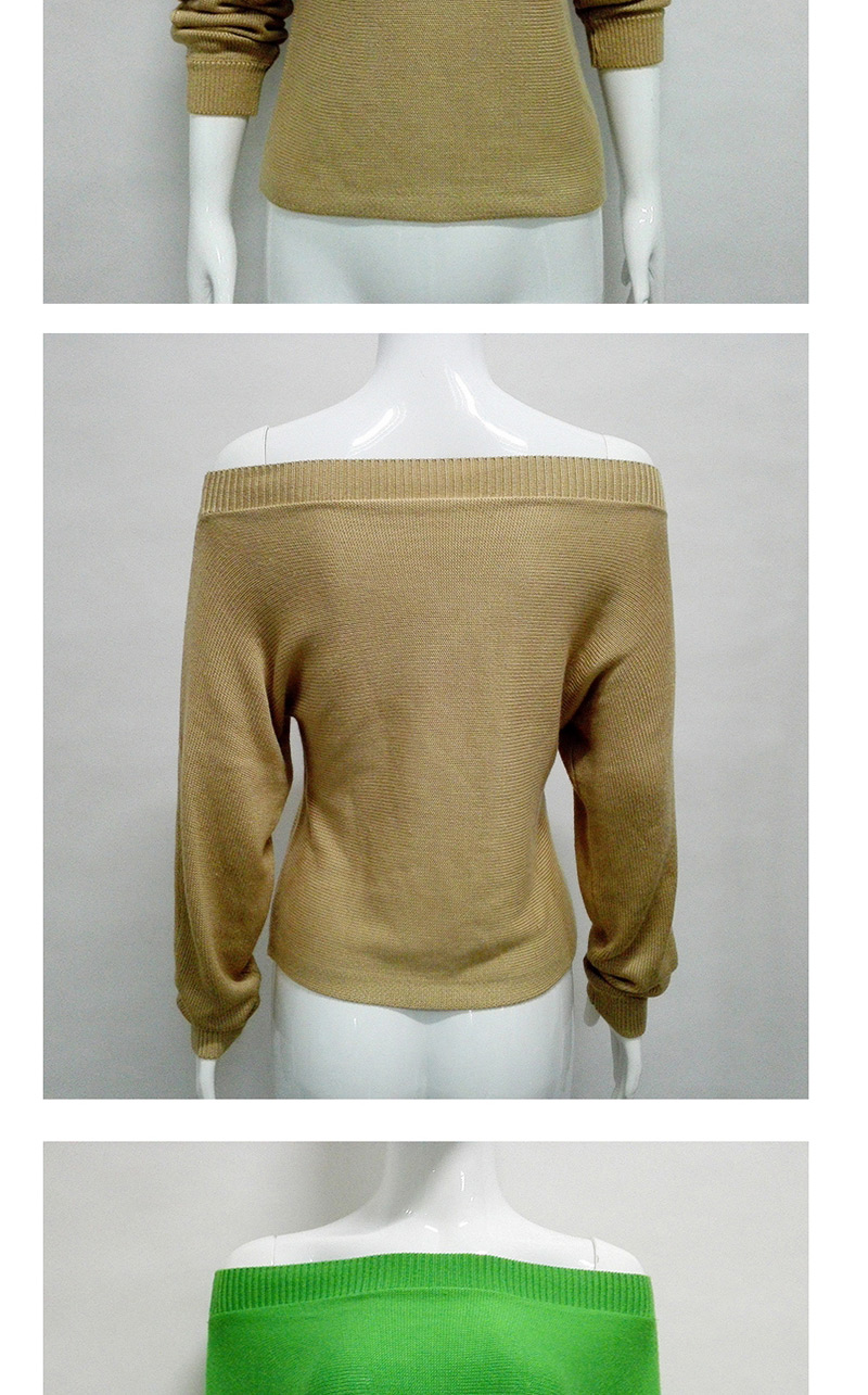 Sexy Khaki Off The Shoulder Decorated Sweater,Sweater
