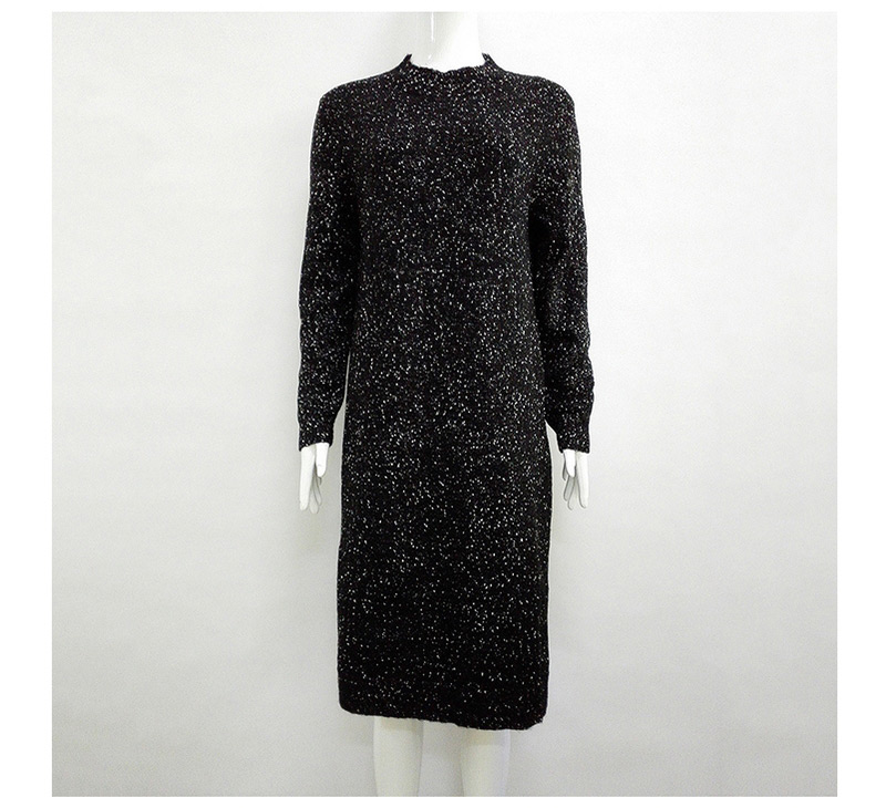 Fashion Black Pure Color Decorated Long Sweater,Sweater