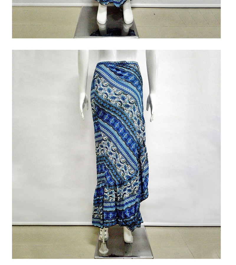 Bohemia Blue Flower Shape Decorated Long Dress,Skirts