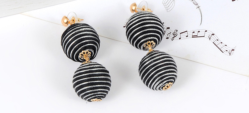 Fashoin Black +silver Color Color-matching Decorated Round Earrings,Drop Earrings