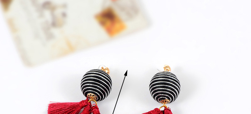 Vintage Black Tassel Decorated Round Earrings,Drop Earrings