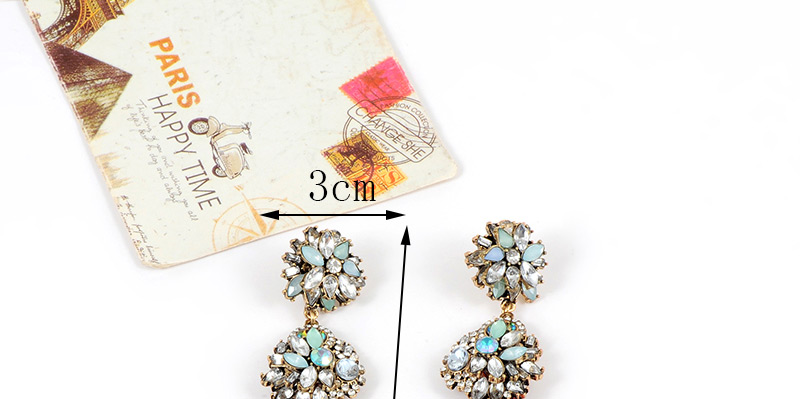 Vintage Multi-color Oval Shape Diamond Decorated Tassel Earrings,Drop Earrings