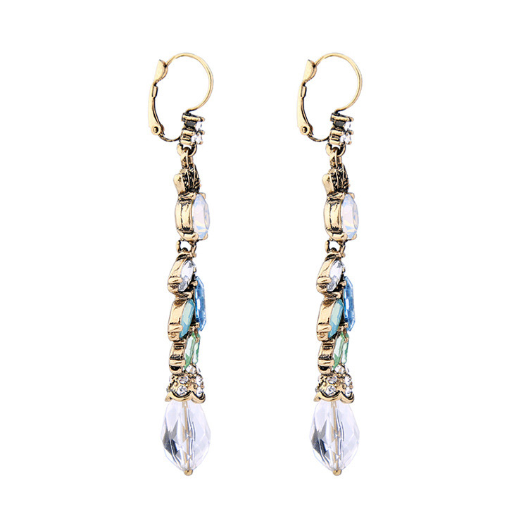 Elegant Multi-color Oval Shape Diamond Decorated Long Earrings,Drop Earrings
