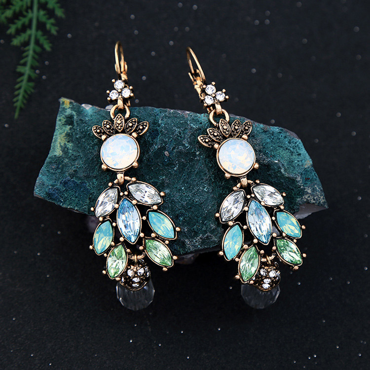 Elegant Multi-color Oval Shape Diamond Decorated Long Earrings,Drop Earrings