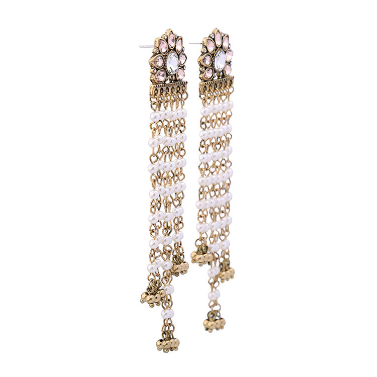 Vintage Gold Color Metal Chain Decorated Earrings,Drop Earrings