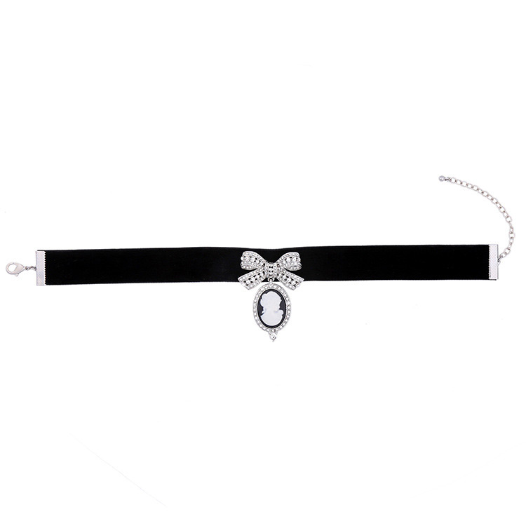 Vintage Black+white Bowknot Shape Decorated Choker,Chokers