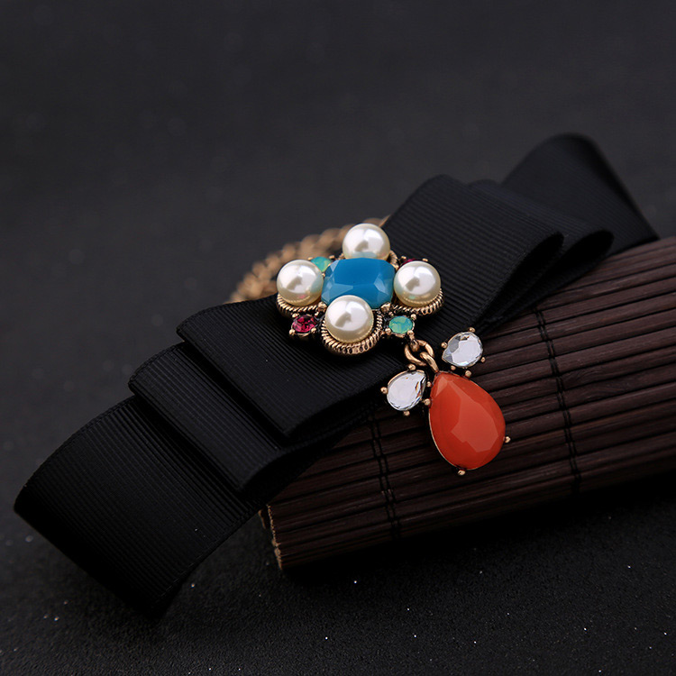 Elegant Multi-color Geometric Shape Gemstone Decorated Choker,Chokers