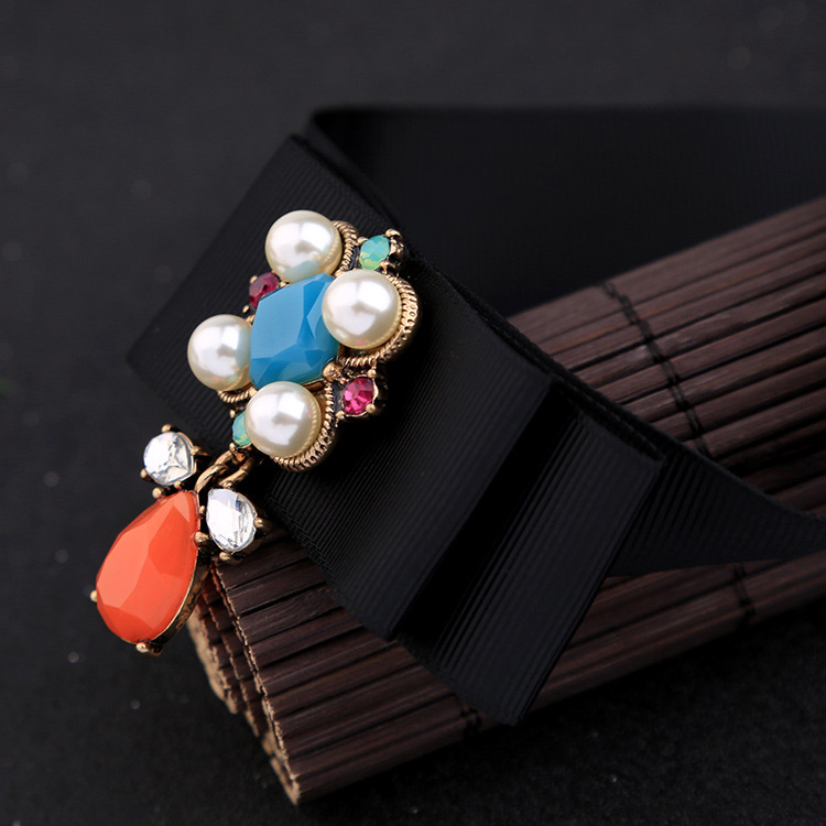 Elegant Multi-color Geometric Shape Gemstone Decorated Choker,Chokers