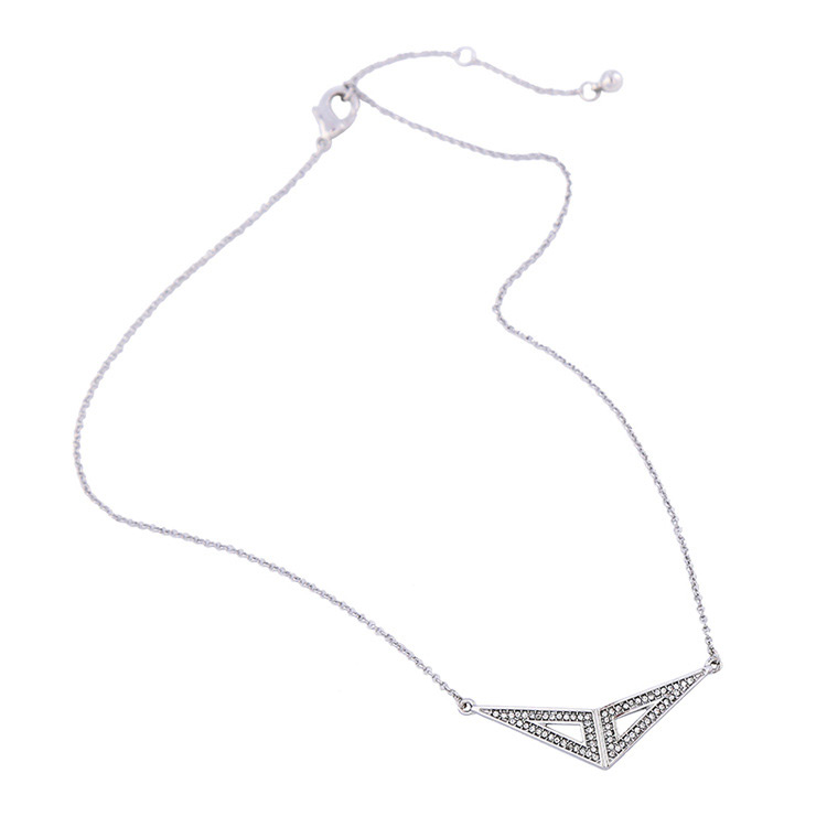Fashion Silver Color Triangle Shape Pendant Decorated Necklace,Pendants