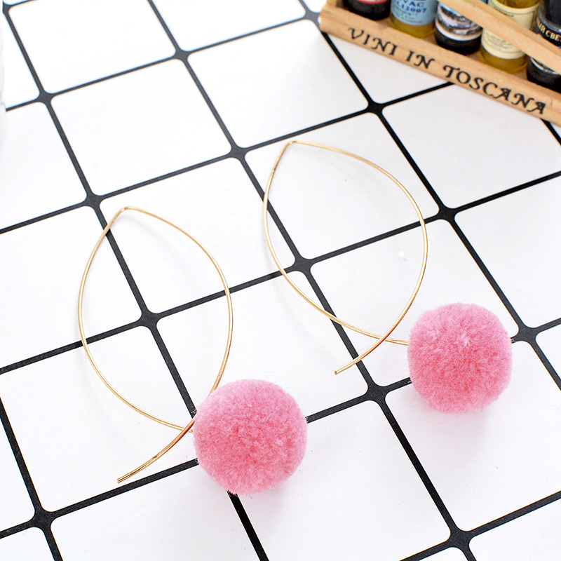 Lovely Pink Fuzzy Ball Decorated Pom Earrings,Drop Earrings