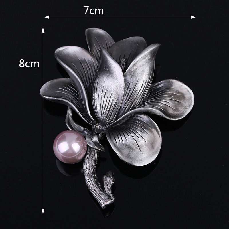 Elegant Gray Metal Rose Decorated Brooch,Korean Brooches