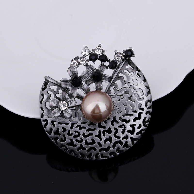 Elegant Gray Hollow Out Decorated Brooch,Korean Brooches