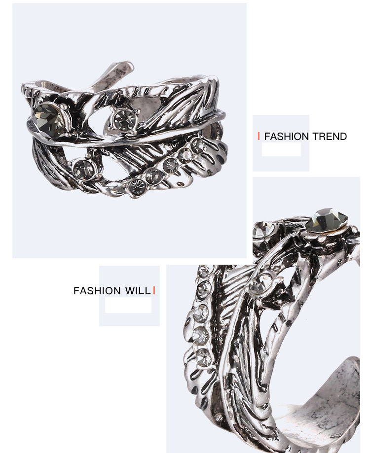 Personality Silver Color Metal Leaf Decorated Opening Ring,Fashion Rings
